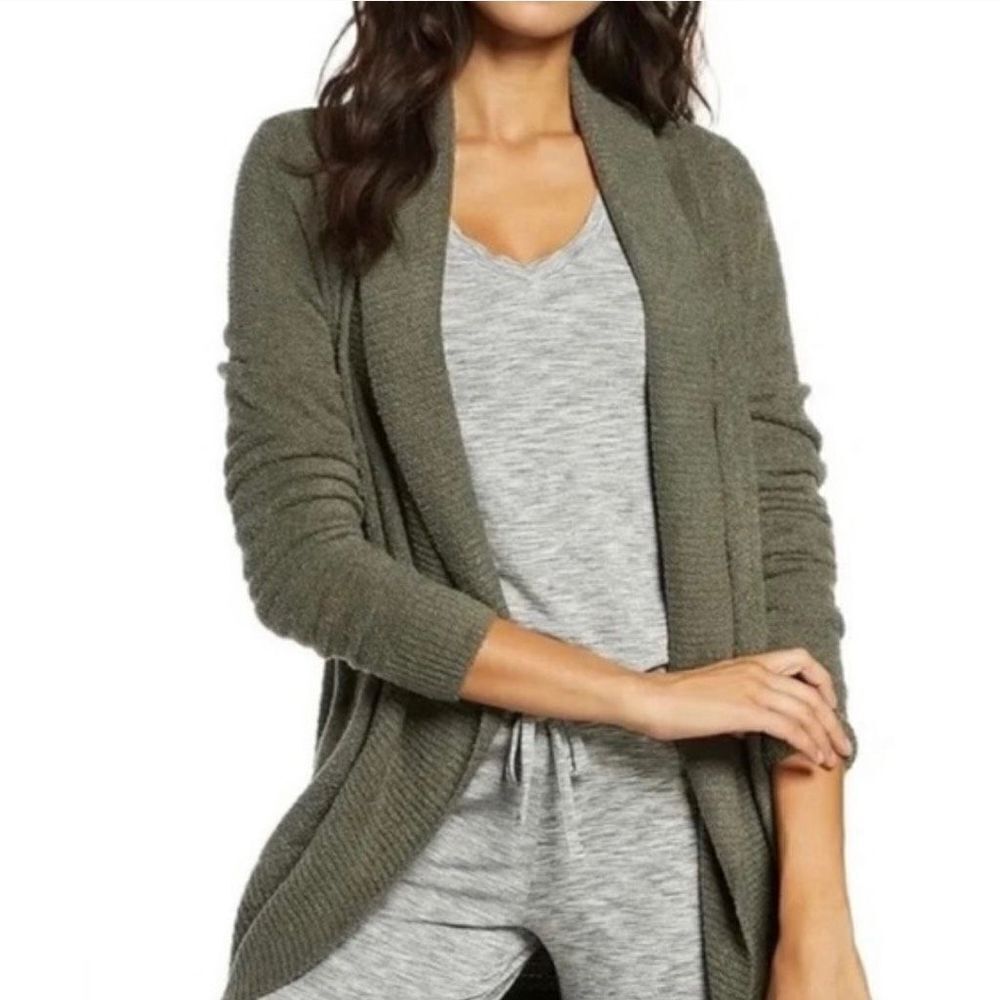 BAREFOOT DREAMS CozyChic Lite Circle Cardigan Sz M olive green